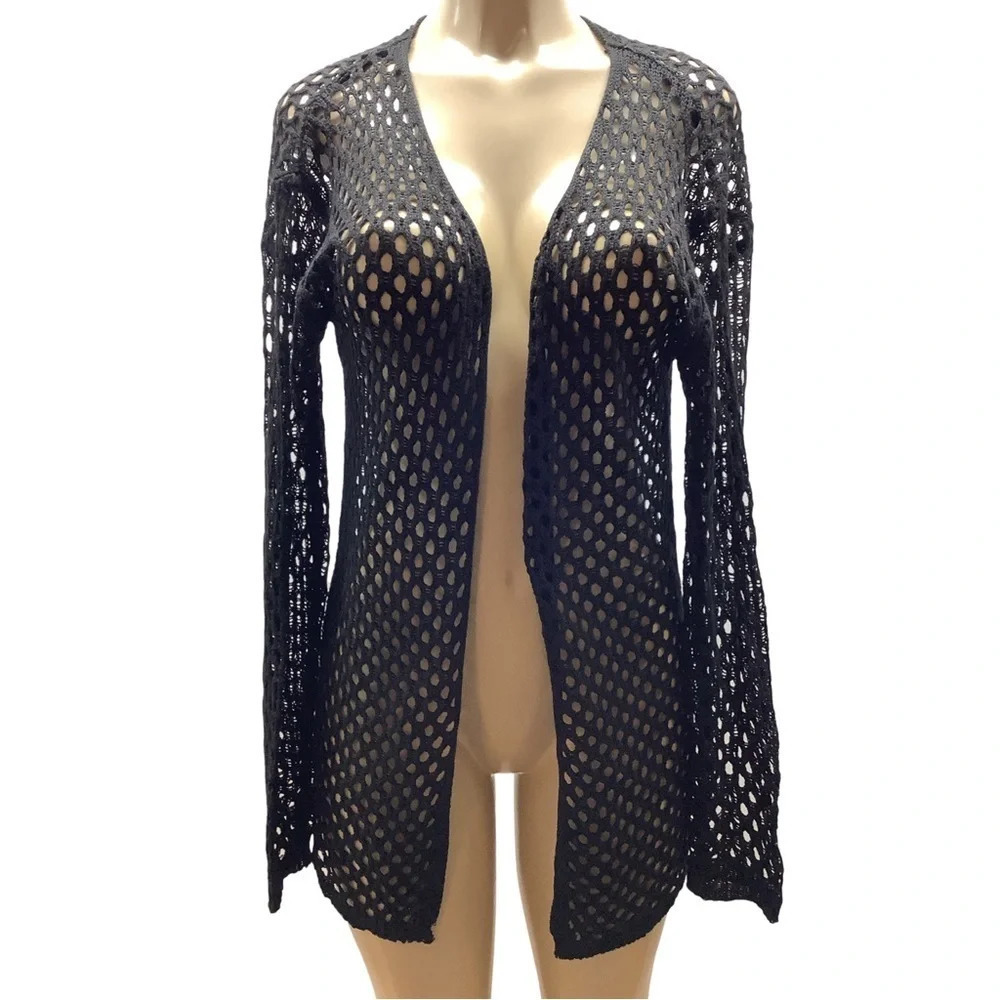 Vivid long sleeve cover up black size large